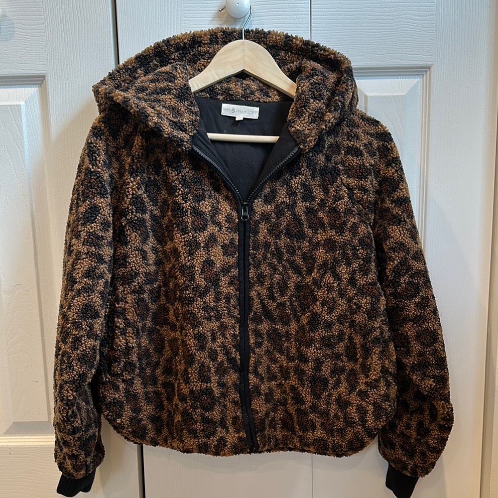 Loft Lou & Grey Leopard Print Fuzzy Jacket